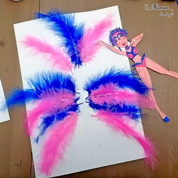 Activité manuelle et créative enfants - Danseuses brésiliennes avec des plumes - Carnaval de Rio, Samba - Mardi-Gras - Coloriage, découpage, collage, jeu sur les couleurs - Brésil et Carnaval de Rio - Bricolage DIY et Créativité - Maternelle - arts visuels Elémentaire, Cycle 1 ou 2 - Découverte d'un pays, géographie - Amérique du Sud - mslf