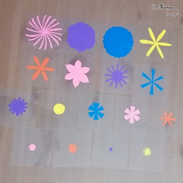 Activité manuelle et créative enfants - Fabriquer un jeu DIY pour inventer, créer et imaginer plein de fleurs - Bricolage Fait Maison avec des transparents - Feuilles plastiques transparentes - Marqueurs peinture - Couleurs - Saisons - Bricolage et Créativité - Peut être utilisé en reproduction de modèle - Atelier autonome maternelle - Cycle 1, 2 - Nature et Printemps - mslf