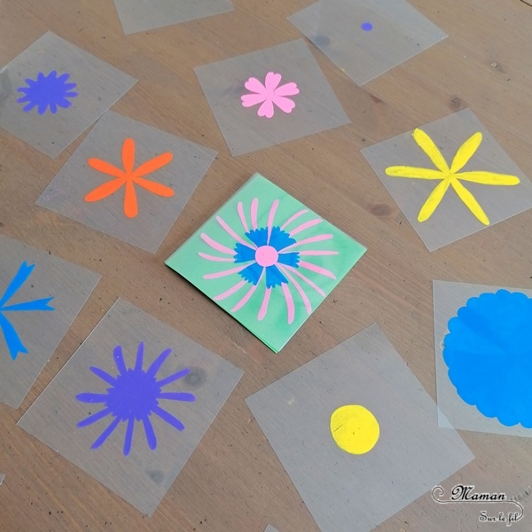 Activité manuelle et créative enfants - Fabriquer un jeu DIY pour inventer, créer et imaginer plein de fleurs - Bricolage Fait Maison avec des transparents - Feuilles plastiques transparentes - Marqueurs peinture - Couleurs - Saisons - Bricolage et Créativité - Peut être utilisé en reproduction de modèle - Atelier autonome maternelle - Cycle 1, 2 - Nature et Printemps - mslf