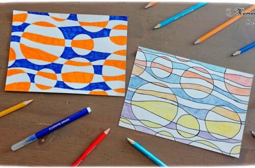 Activité manuelle et créative enfants - Art visuel autour des cercles, lignes et couleurs - Couleurs chaudes et froides - Dégradés de couleurs - Coloriage - feutres ou crayons de couleur - Technique d'arts plastiques - Peinture - Maternelle - arts visuels Elémentaire, Cycle 1, 2 ou 3 - mslf