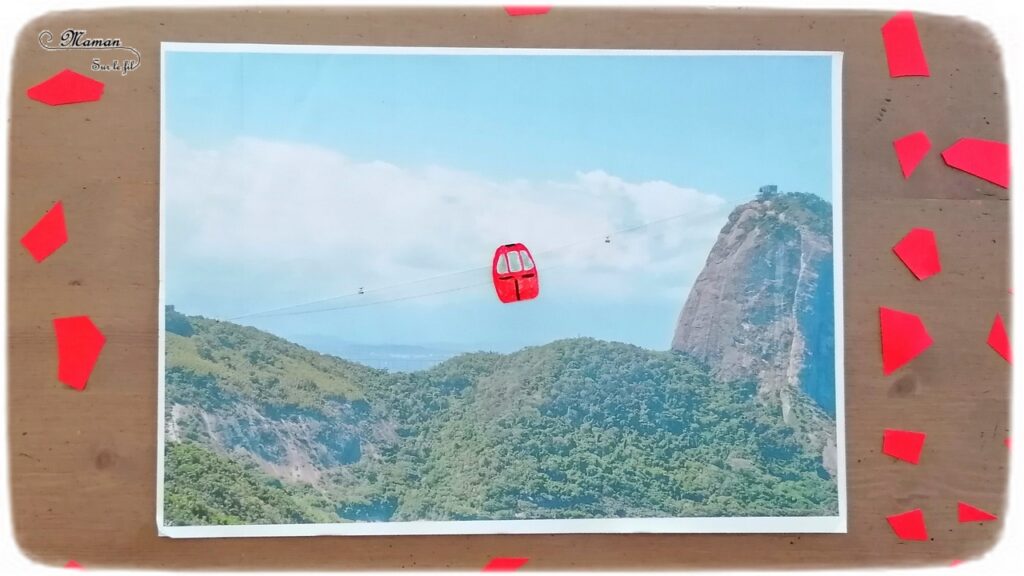 Activité manuelle et créative enfants - Monter en haut du Pain de Sucre en téléphérique - Bricolage avec nacelle qui bouge et qui coulisse - Rio de Janeiro - Paysage - Voyage et visite - Simple et rigolo - Brésil - Bricolage DIY et Créativité - Maternelle - arts visuels Elémentaire, Cycle 1 ou 2 - Découverte d'un pays, géographie - Amérique du Sud - mslf