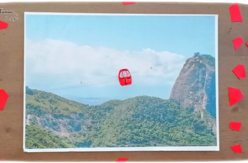 Activité manuelle et créative enfants - Monter en haut du Pain de Sucre en téléphérique - Bricolage avec nacelle qui bouge et qui coulisse - Rio de Janeiro - Paysage - Voyage et visite - Simple et rigolo - Brésil - Bricolage DIY et Créativité - Maternelle - arts visuels Elémentaire, Cycle 1 ou 2 - Découverte d'un pays, géographie - Amérique du Sud - mslf