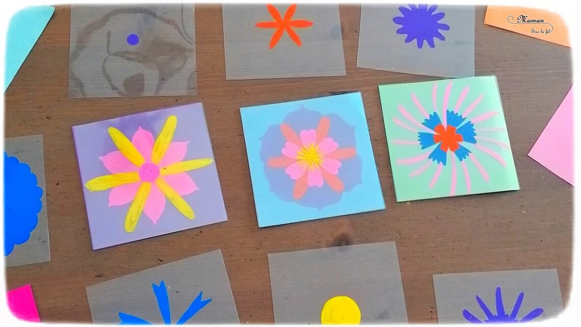 Activité manuelle et créative enfants - Fabriquer un jeu DIY pour inventer, créer et imaginer plein de fleurs - Bricolage Fait Maison avec des transparents - Feuilles plastiques transparentes - Marqueurs peinture - Couleurs - Saisons - Bricolage et Créativité - Peut être utilisé en reproduction de modèle - Atelier autonome maternelle - Cycle 1, 2 - Nature et Printemps - mslf