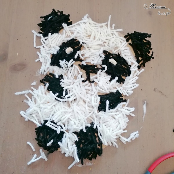 Activité créative et manuelle enfants - Collage - Pandas en deux façons - Riz et coquillage - Laine - Noir et Blanc - Nature, récup, carton, land art - découpage - Créativité - Animaux Montagne - Asie et Chine - Découverte d'un pays - Espace et géographie - arts visuels et atelier maternelle et Cycle 1 et 2 - mslf