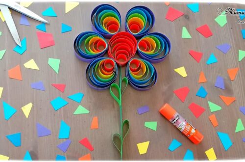 Activité manuelle et créative enfants - Fabriquer une fleur Arc-en-ciel avec des ronds de papier - Cercles et couleurs - Découpage et Collage - Initiation au quilling- Saisons - Printemps et Fleurs - Récup' - Utilisation des chutes de papier - Récup et surcyclage - Bricolage et Créativité - arts visuels Elémentaire, maternelle, Cycle 1, 2 - Nature - mslf