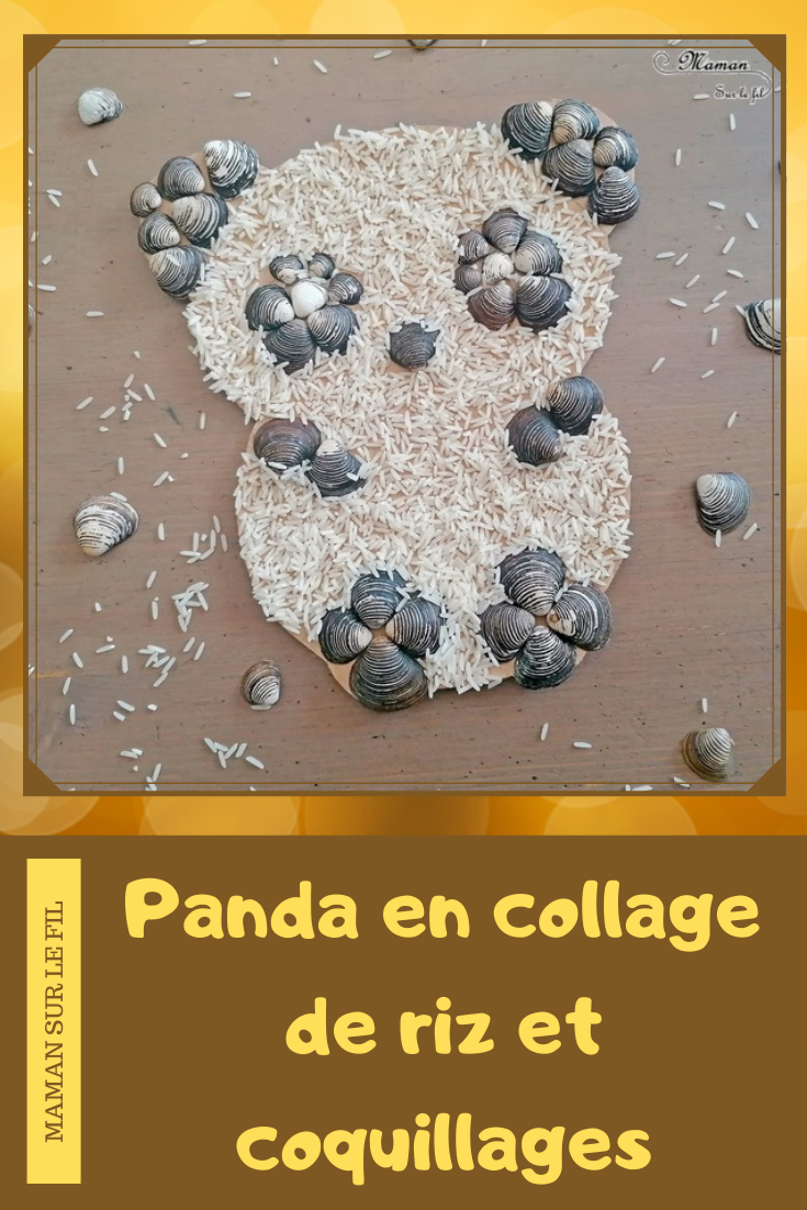 Activité créative et manuelle enfants - Collage - Pandas en deux façons - Riz et coquillage - Laine - Noir et Blanc - Nature, récup, carton, land art - découpage - Créativité - Animaux Montagne - Asie et Chine - Découverte d'un pays - Espace et géographie - arts visuels et atelier maternelle et Cycle 1 et 2 - mslf