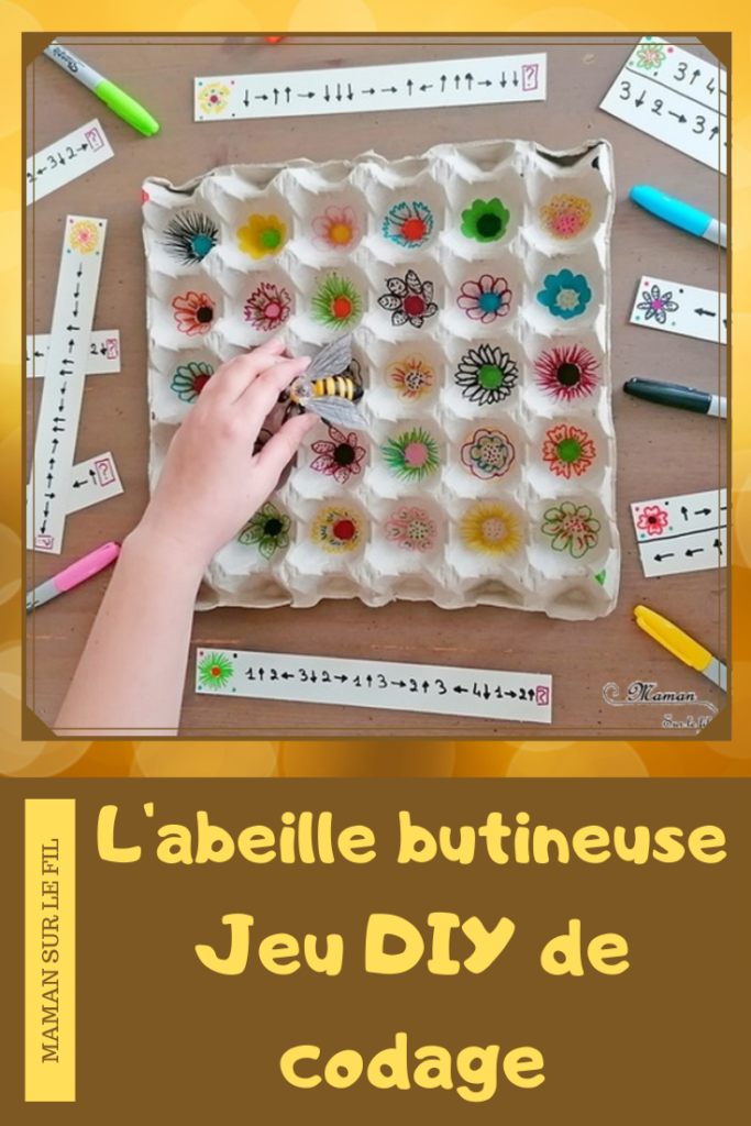 Activité manuelle et créative enfants - Abeille butineuse - Fabriquer un jeu DIY de codage autour des fleurs et du printemps - Récup - Boite à oeufs et dessin - Repérage dans l'espace, parcours codés, mathématiques ludiques et Logique - observation et discrimination visuelle - atelier autonome et autocorrectif maternelle et cycle 2 - CP CE1 CE2 - Bricolage Fait Maison - Animaux, Insectes et Nature - Couleurs - Créativité - Maternelle et élémentaire - Cycles 1 et 2 - mslf