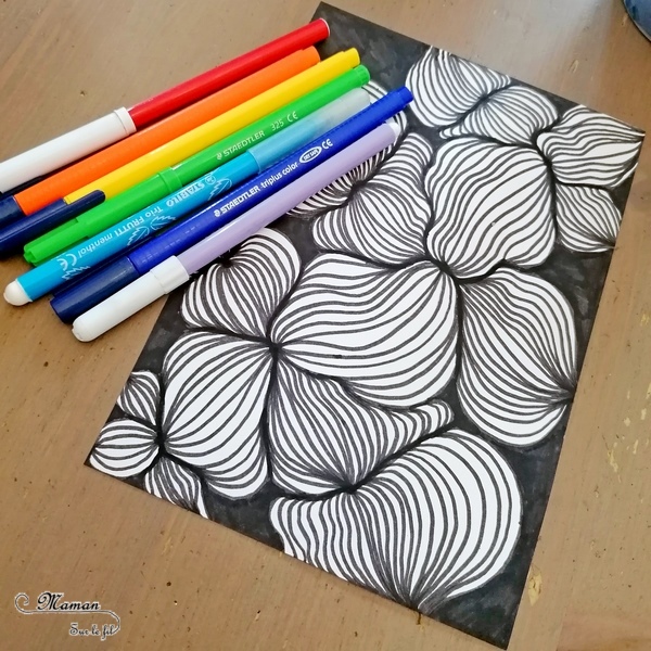 Activité créative et manuelle enfants et adultes - A la découverte de art-thérapie et du concept du zentangle - Dessin et coloriage en Noir et Blanc - Coloriage Arc-en-ciel - Graphisme - Détente relaxation temps pour soi - Traiter anxiété et stress - Création livre - invitation à créer - Créativité - arts visuels et atelier maternelle et élémentaire - adaptable pour Cycle 1, 2, 3 - émotions - mslf