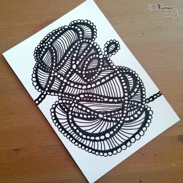 Activité créative et manuelle enfants et adultes - A la découverte de art-thérapie et du concept du zentangle - Dessin et coloriage en Noir et Blanc - Graphisme - Détente relaxation temps pour soi - Traiter anxiété et stress - Création livre - invitation à créer - Créativité - arts visuels et atelier maternelle et élémentaire - adaptable pour Cycle 1, 2, 3 - émotions - mslf