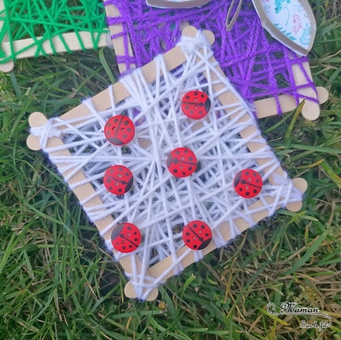 Activité manuelle et créative enfants - Créer des petits cadres en laine et récup' - Bâtonnets de bois de glace recyclage - Insectes : abeille avec un oeuf Kinder - Coccinelles en boutons - Papillon en rouleau de pq en carton et en papier - Printemps - Décoration DIY et Fait Maison - Créativité - arts visuels Elémentaire, maternelle, Cycle 1, 2 - Nature - mslf