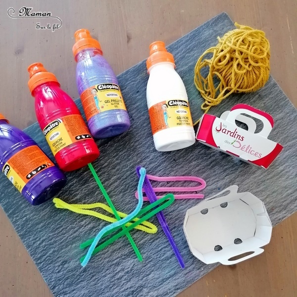 Activité manuelle et créative enfants - Fabriquer des mini jardinières de fleurs en récup - Petits paniers en carton - Recyclage - Peinture - Fleurs en fils chenille et pompons - Laine et découpage - Printemps - Décoration DIY et Fait Maison - Créativité - arts visuels Elémentaire, maternelle, Cycle 1, 2 - Nature - mslf