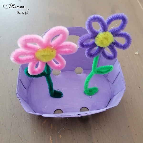 Activité manuelle et créative enfants - Fabriquer des mini jardinières de fleurs en récup - Petits paniers en carton - Recyclage - Peinture - Fleurs en fils chenille et pompons - Laine et découpage - Printemps - Décoration DIY et Fait Maison - Créativité - arts visuels Elémentaire, maternelle, Cycle 1, 2 - Nature - mslf