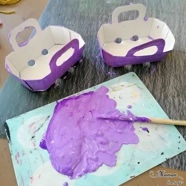 Activité manuelle et créative enfants - Fabriquer des mini jardinières de fleurs en récup - Petits paniers en carton - Recyclage - Peinture - Fleurs en fils chenille et pompons - Laine et découpage - Printemps - Décoration DIY et Fait Maison - Créativité - arts visuels Elémentaire, maternelle, Cycle 1, 2 - Nature - mslf