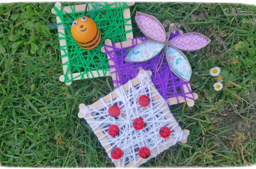 Activité manuelle et créative enfants - Créer des petits cadres en laine et récup' - Bâtonnets de bois de glace recyclage - Insectes : abeille avec un oeuf Kinder - Coccinelles en boutons - Papillon en rouleau de pq en carton et en papier - Printemps - Décoration DIY et Fait Maison - Créativité - arts visuels Elémentaire, maternelle, Cycle 1, 2 - Nature - mslf