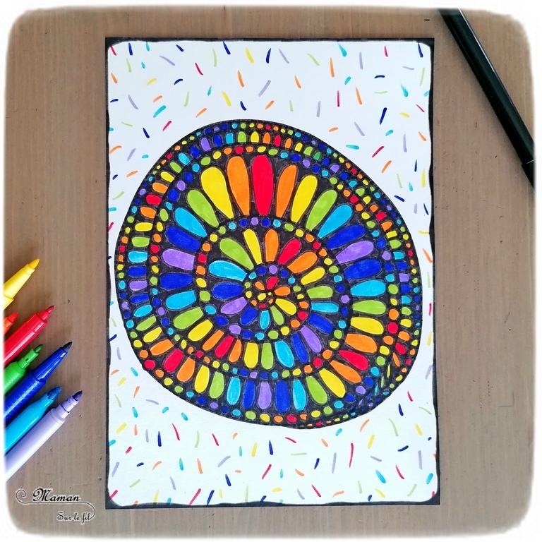 Activité créative et manuelle enfants et adultes - A la découverte de art-thérapie et du concept du zentangle - Dessin et coloriage en Noir et Blanc - Coloriage Arc-en-ciel - Graphisme - Détente relaxation temps pour soi - Traiter anxiété et stress - Création livre - invitation à créer - Créativité - arts visuels et atelier maternelle et élémentaire - adaptable pour Cycle 1, 2, 3 - émotions - mslf