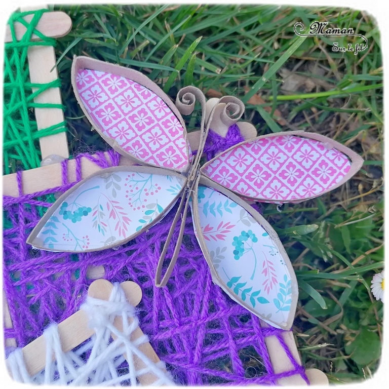 Activité manuelle et créative enfants - Créer des petits cadres en laine et récup' - Bâtonnets de bois de glace recyclage - Insectes : abeille avec un oeuf Kinder - Coccinelles en boutons - Papillon en rouleau de pq en carton et en papier - Printemps - Décoration DIY et Fait Maison - Créativité - arts visuels Elémentaire, maternelle, Cycle 1, 2 - Nature - mslf