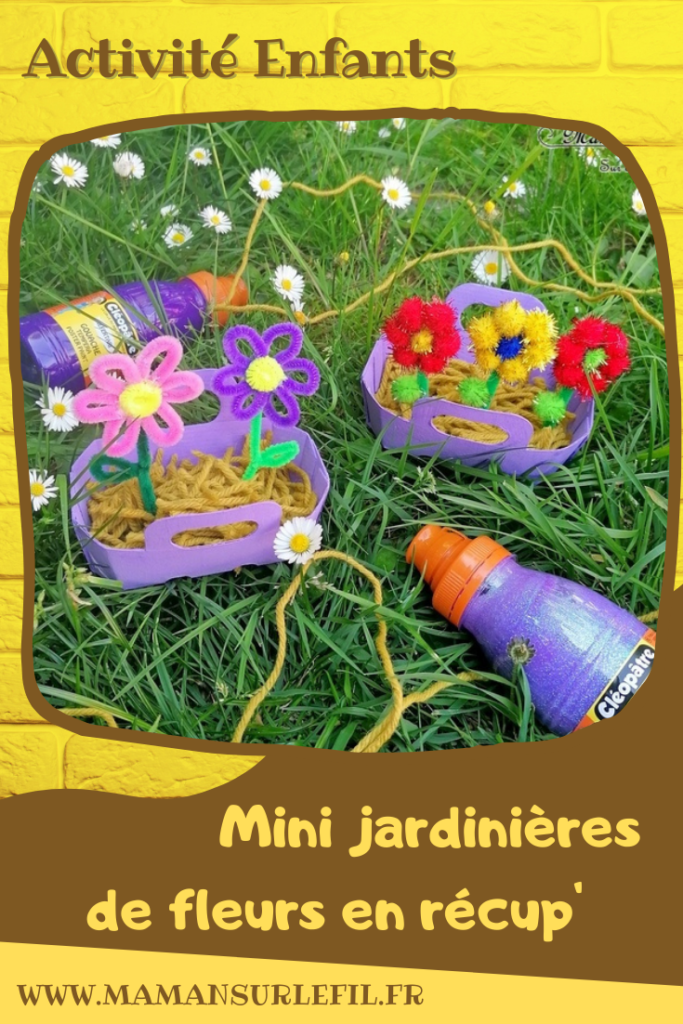 Activité manuelle et créative enfants - Fabriquer des mini jardinières de fleurs en récup - Petits paniers en carton - Recyclage - Peinture - Fleurs en fils chenille et pompons - Laine et découpage - Printemps - Décoration DIY et Fait Maison - Créativité - arts visuels Elémentaire, maternelle, Cycle 1, 2 - Nature - mslf