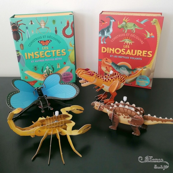 Activité manuelle et créative enfants - Coffrets et Kits Gallimard Jeunesse - Construis et découvre Dinosaures et Insectes et autres petites bêtes - Fabriquer des maquettes motorisées - Papillons, reptiles volants, scorpions, scarabées - Petit livre documentaire - Printemps - Bricolage Elémentaire, maternelle, Cycle 1, 2, 3 - Animaux - Nature - mslf