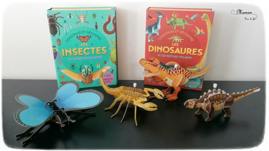 Activité manuelle et créative enfants - Coffrets et Kits Gallimard Jeunesse - Construis et découvre Dinosaures et Insectes et autres petites bêtes - Fabriquer des maquettes motorisées - Papillons, reptiles volants, scorpions, scarabées - Petit livre documentaire - Printemps - Bricolage Elémentaire, maternelle, Cycle 1, 2, 3 - Animaux - Nature - mslf