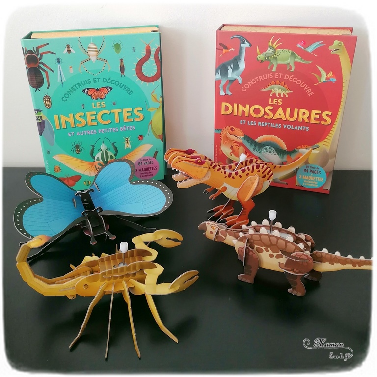 Activité manuelle et créative enfants - Coffrets et Kits Gallimard Jeunesse - Construis et découvre Dinosaures et Insectes et autres petites bêtes - Fabriquer des maquettes motorisées - Papillons, reptiles volants, scorpions, scarabées - Petit livre documentaire - Printemps - Bricolage Elémentaire, maternelle, Cycle 1, 2, 3 - Animaux - Nature - mslf