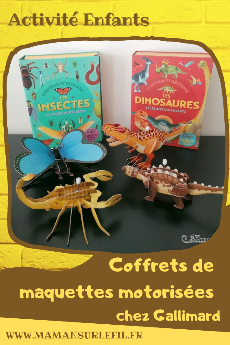 Activité manuelle et créative enfants - Coffrets et Kits Gallimard Jeunesse - Construis et découvre Dinosaures et Insectes et autres petites bêtes - Fabriquer des maquettes motorisées - Papillons, reptiles volants, scorpions, scarabées - Petit livre documentaire - Printemps - Bricolage Elémentaire, maternelle, Cycle 1, 2, 3 - Animaux - Nature - mslf