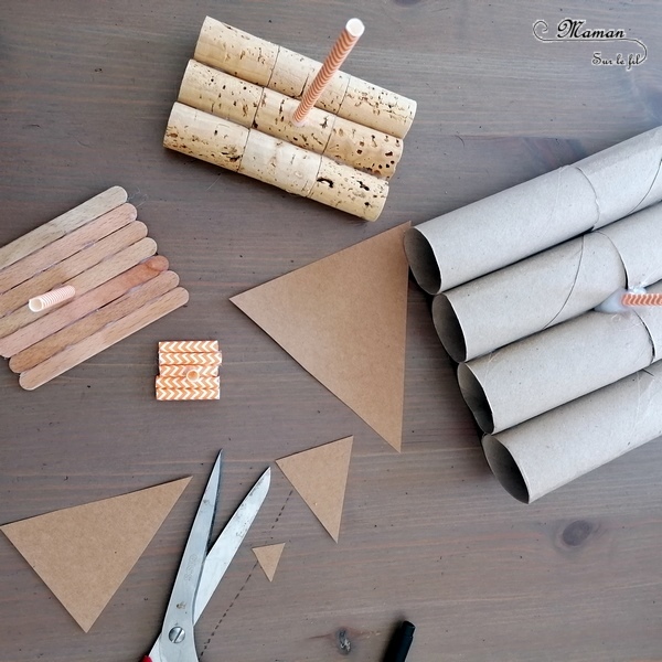 Activité créative et manuelle enfants - Fabriquer des radeaux qui naviguent sur la mer - Bricolage et expérience en Récup' - Pailles, bâtonnets de glace en bois, bouchons en liège, rouleaux de papier toilettes - Hypothèse flotte ou flotte pas - Test et expérience - Conclusion - Sciences - Démarche scientifique - graphisme et kraft - Thèmes océans, véhicules, été - Recyclage, surcyclage et Créativité - arts visuels et atelier maternelle et Cycle 1, 2 et 3 - mslf