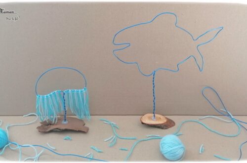 Activité créative et manuelle enfants - Poisson et méduse en fil de fer et laine - Animaux marins, océans, mer et été - Motricité fine et dessin - Bricolage rapide et facile - Créativité - arts visuels et atelier maternelle et Cycle 1 et 2 - mslf