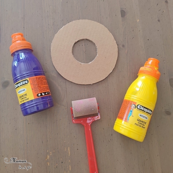 Jeu DIY en récup' - Jeu du donuts Thème école, rentrée et crayons de couleurs - Activité créative et manuelle enfants - Recyclage de carton, peinture et dessin - Jeu d'adresse et de motricité fine - Lettres et Chiffres - Jeu fait maison pédagogique et éducatif - Créativité - arts visuels et atelier maternelle - Cycle 1 et 2 - Atelier autonome - mslf