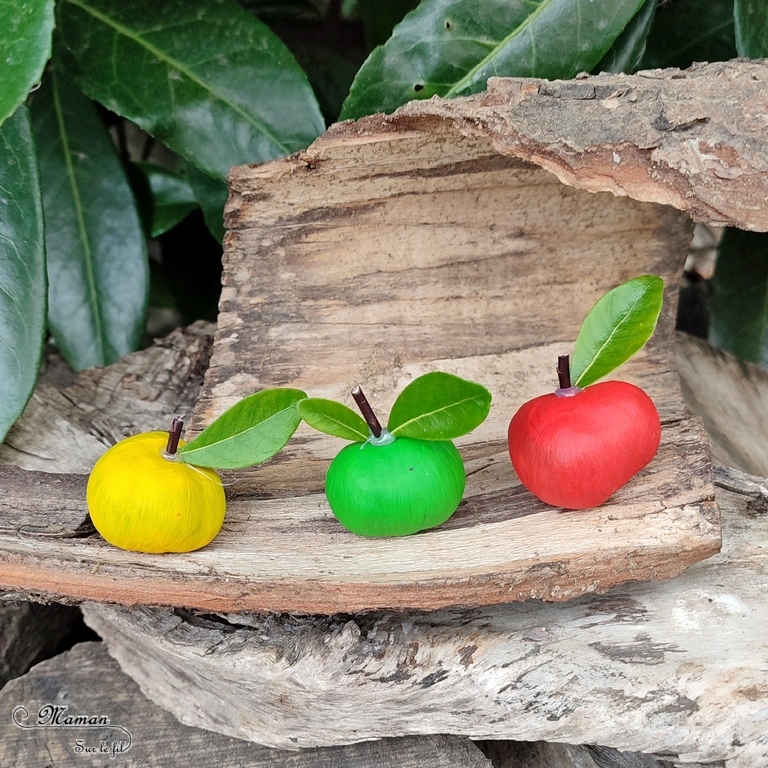 Activité créative et manuelle enfants - Fabriquer des pommes avec des marrons - Nature et Land Art - Bricolage facile pour l'automne - Décoration - Récup' et recyclage - Alimentation, Fruits et légumes - Créativité - arts visuels et atelier maternelle et élémentaire - Cycle 1 ou 2 - mslf