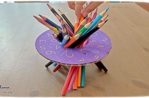 Jeu DIY en récup' - Jeu du Donuts Thème école, rentrée et crayons de couleurs - Activité créative et manuelle enfants - Recyclage de carton, peinture et dessin - Jeu d'adresse et de motricité fine - Lettres et Chiffres - Jeu fait maison pédagogique et éducatif - Créativité - arts visuels et atelier maternelle - Cycle 1 et 2 - Atelier autonome - mslf