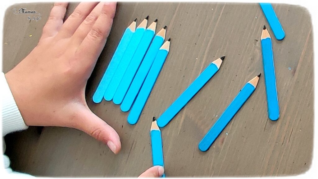 Les crayons en dégradés en couleurs : Jeu DIY en récup' - Thème école, rentrée scolaire et crayons de couleur - Activité créative et manuelle enfants - Technique de peinture - Création d'un dégradé de couleurs par ajout de blanc - Discrimination visuelle et connaissance des couleurs - Arts plastiques - Atelier autonome et autocorrectif maternelle - Bricolage facile fait maison - Recyclage - Jeu pédagogique et éducatif - Créativité - arts visuels et atelier maternelle - Cycle 1 ou 2 , Elémentaire - mslf