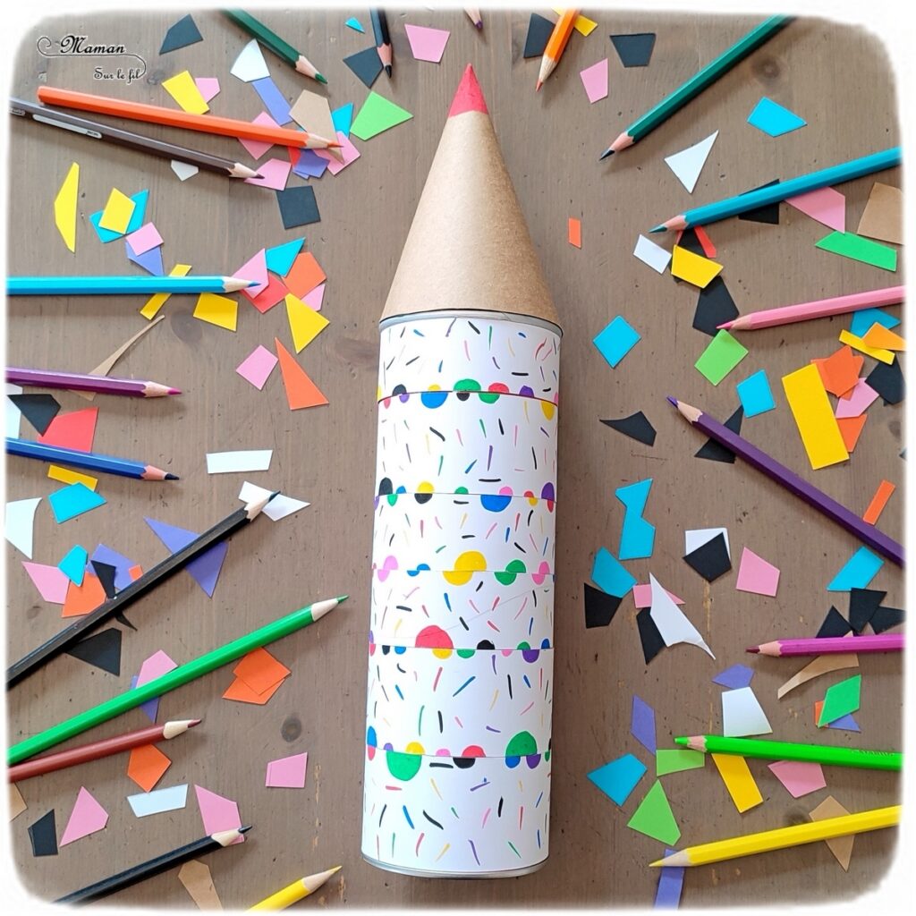 Le crayon logique : Jeu DIY en récup' - Thème école, rentrée scolaire et crayon de couleur - Activité créative et manuelle enfants - Logique et motricité - Crayon avec éléments qui tournent à aligner - Ronds et couleurs - Bricolage facile fait maison - Kraft - Recyclage d'une boite de chips, de tuiles, de Pringles - Jeu pédagogique et éducatif - Créativité - arts visuels et atelier maternelle - Cycle 1 ou 2 , Elémentaire - Atelier autonome - mslf