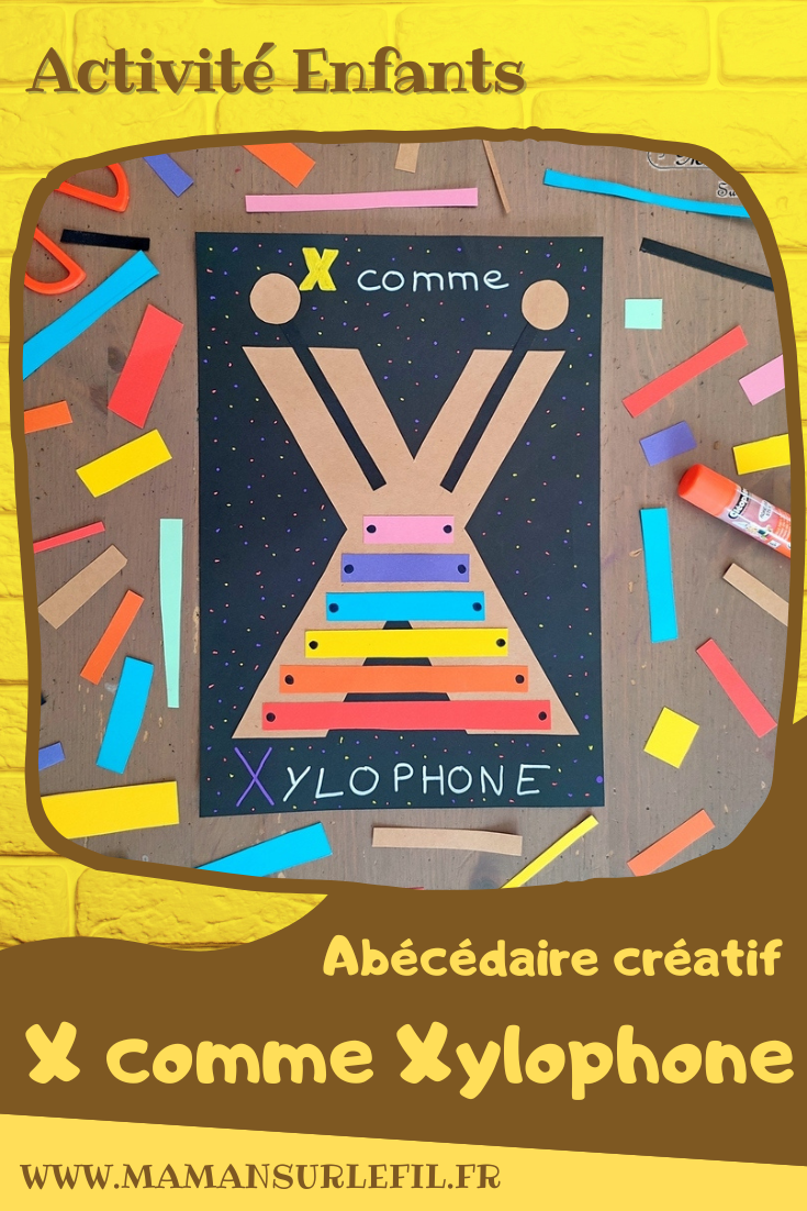 Abécédaire créatif - X comme Xylophone et XoXo - activité manuelle et créative enfants - Découpage et collage de papier - Bisous avec du rouge à lèvres - Activité rigolote - apprentissage lettres alphabet - maternelle - Alphabets lettres creuses gratuit - créative - Projet Maternelle Cycle 1 - mslf