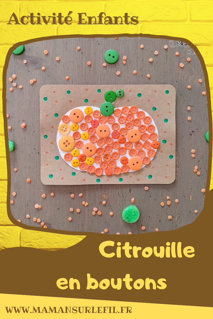 Activité créative et manuelle enfants - Fabriquer des en 5 façons -5 idées citrouilles - Inspiration DIY - Playmaïs, Flocons de maïs, encre et peinture à l'essoreuse à salade, boutons, légumes secs (lentilles corail et pois cassés) - Collage - Bricolage facile pour l'automne - Décoration - Récup' et recyclage sur Papier Kraft - Alimentation, Fruits et légumes - Créativité - arts visuels et atelier maternelle et élémentaire - Cycle 1 ou 2 - mslf