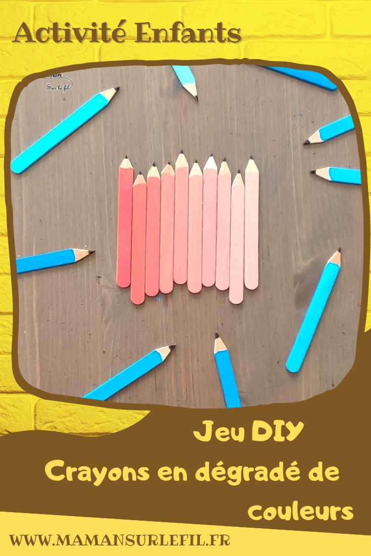 Les crayons en dégradés en couleurs : Jeu DIY en récup' - Thème école, rentrée scolaire et crayons de couleur - Activité créative et manuelle enfants - Technique de peinture - Création d'un dégradé de couleurs par ajout de blanc - Discrimination visuelle et connaissance des couleurs - Arts plastiques - Atelier autonome et autocorrectif maternelle - Bricolage facile fait maison - Recyclage - Jeu pédagogique et éducatif - Créativité - arts visuels et atelier maternelle - Cycle 1 ou 2 , Elémentaire - mslf