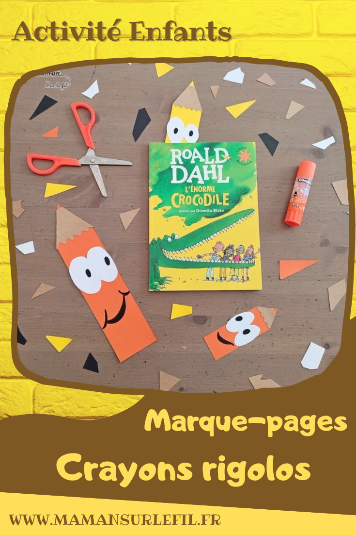 Activité créative et manuelle enfants - Marque-Pages Crayons de couleur - Découpage et collage de chutes de papier - Récup' et recyclage - Pour souhaiter une bonne rentrée scolaire - Dessin visages rigolos - Bricolage de rentrée - Ecole - Créativité - arts visuels et atelier maternelle et élémentaire - Cycle 1 ou 2 - mslf