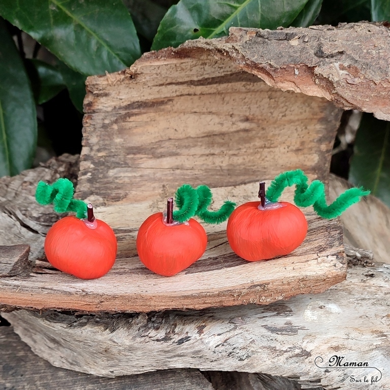 Activité créative et manuelle enfants - Fabriquer des citrouilles avec des marrons - Nature et Land Art - Bricolage facile pour l'automne - Décoration - Récup' et recyclage - Alimentation, Fruits et légumes - Créativité - arts visuels et atelier maternelle et élémentaire - Cycle 1 ou 2 - mslf