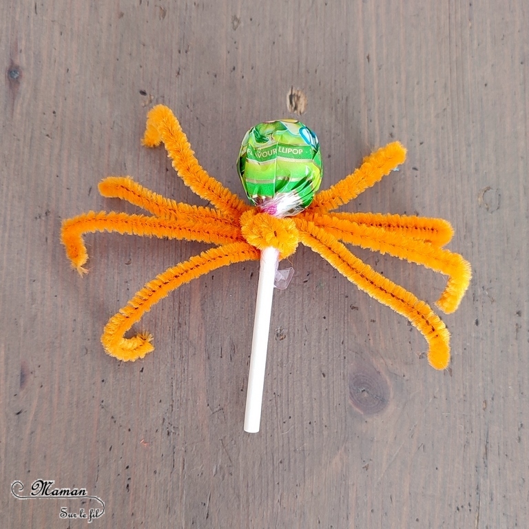 Activité créative et manuelle enfants - Nos sucettes Halloween - Fabriquer des araignées et des fantômes avec des sucettes - Bonbons, gourmandises pour chasses aux bonbons d'Halloween - Mouchoirs, yeux mobiles, fils chenille - Cadeaux pour anniversaire - Bricolage facile Halloween - Décoration - Récup' et recyclage - Animaux et créatures légendaires, monstres, insectes - Créativité - arts visuels et atelier maternelle et élémentaire - Cycle 1 ou 2 - mslf