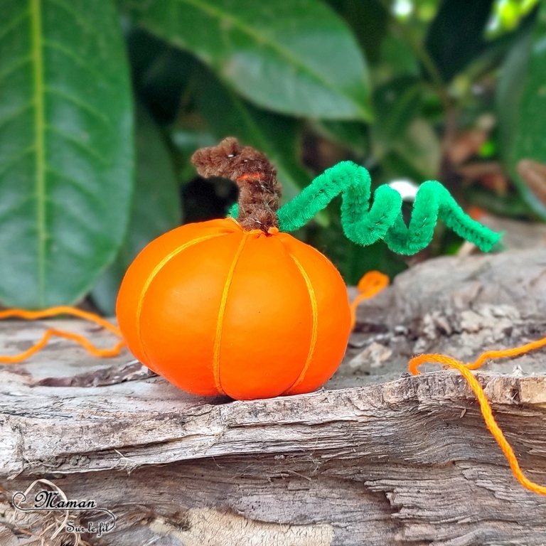 Activité créative et manuelle enfants - Fabriquer une citrouille avec un ballon de baudruche - Inspiration DIY - Fibre de rembourrage, fil, laine, fils chenille - Bricolage facile pour l'automne - Décoration - Alimentation, Fruits et légumes - Créativité - arts visuels et atelier maternelle et élémentaire - Cycle 1, 2 ou 3 - mslf