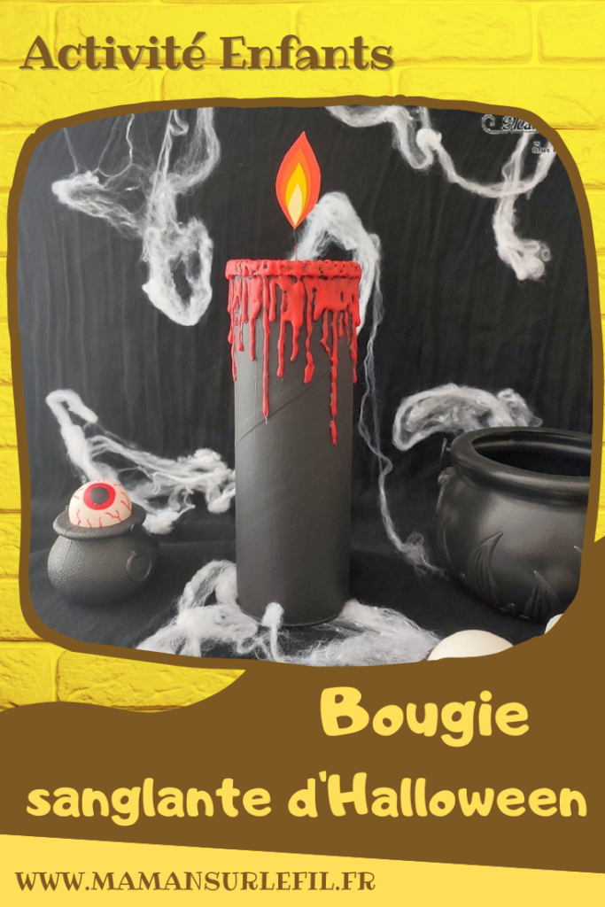 Activité créative et manuelle enfants - Fabriquer une bougie sanglante en récup pour Halloween - Avec une boite cylindrique de chips type Pringles - Pistolet à colle - Colle chaude et peinture - Bricolage facile pour Halloween - Décoration - Récup' et recyclage - Peur - Créativité - arts visuels et atelier maternelle et élémentaire - Cycle 1 ou 2 - mslf