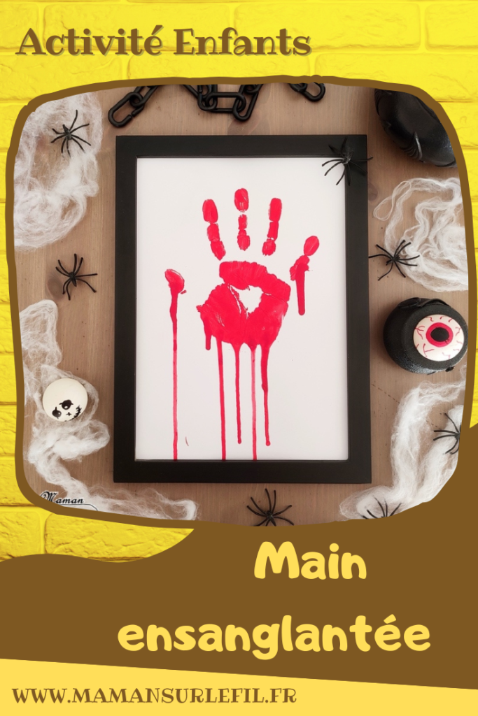 Activité créative et manuelle enfants - Peindre une main ensanglantée pour Halloween - Technique de peinture rigolote - Empreinte de main - Coulures à la pipette - Peur et décoration pour Halloween - Bricolage rapide et facile - Créativité - arts visuels et atelier maternelle et élémentaire - Cycle 1, 2 ou 3 - mslf