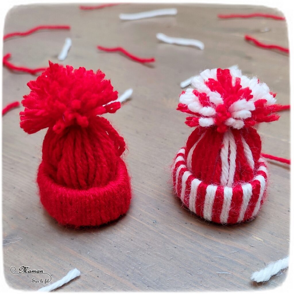 Activité créative et manuelle enfants - Fabriquer des petits gnomes de Noël - Bricolage et décoration DIY - Bonnets Hiver en laine tissée et récup' de rouleaux de papier toilettes - PQ - Lutins avec une pomme de pin et une perle en bois - Recyclage, Nature et Land Art - Fait Maison - Inspiration DIY - Créativité - arts visuels et atelier maternelle et élémentaire - Cycle 1 ou 2 - Hiver et Noël - mslf