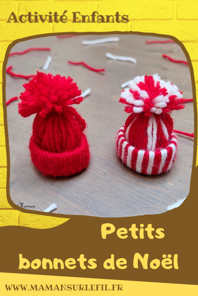 Activité créative et manuelle enfants - Fabriquer des petits gnomes de Noël - Bricolage et décoration DIY - Bonnets Hiver en laine tissée et récup' de rouleaux de papier toilettes - PQ - Lutins avec une pomme de pin et une perle en bois - Recyclage, Nature et Land Art - Fait Maison - Inspiration DIY - Créativité - arts visuels et atelier maternelle et élémentaire - Cycle 1 ou 2 - Hiver et Noël - mslf