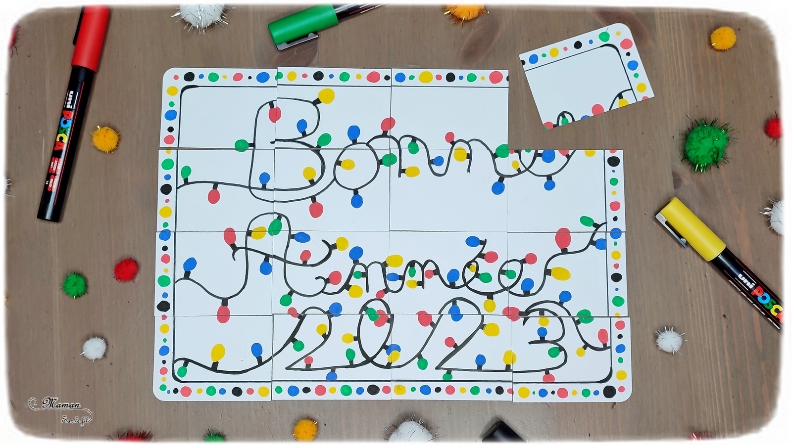 Carte Bonne Année 2023 Maternelle Carte Puzzle pour la nouvelle année {Activité} - Maman Sur Le Fil
