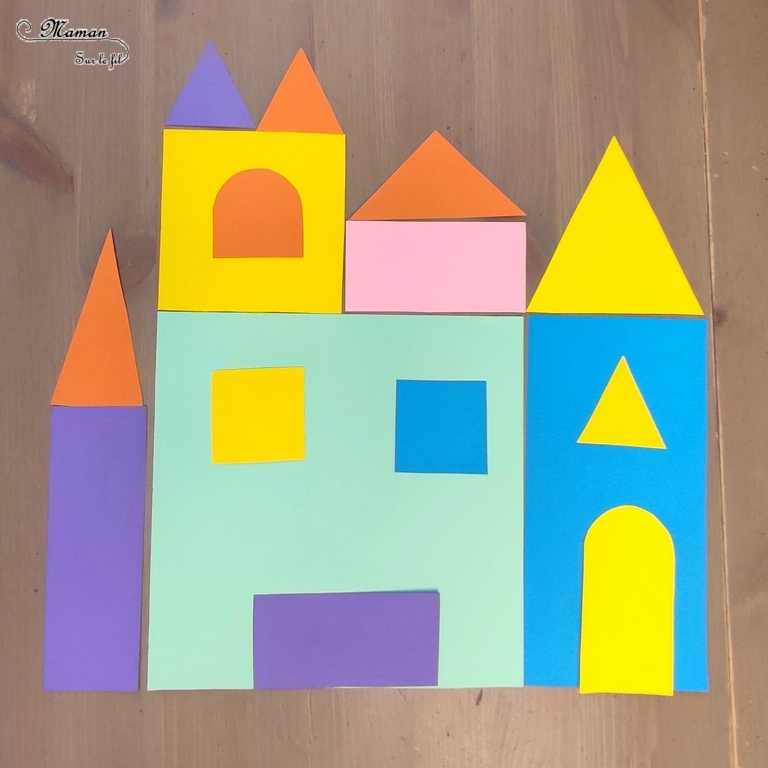 Activité créative et manuelle enfants -Imagine et construis des châteaux - Jeu DIY en récup' pour Epiphanie - Utilisation des chutes de papier pour créer des formes géométriques - Jeu de création libre, imagination ou reproduction de modèles - PDF à télécharger et à imprimer - Travail autour des formes et couleurs - Moyen-âge, Rois et reines, Fête des rois - Coschooling et IEF - Atelier Maternelle Jeu Fait maison - Thème hiver - Créativité - Cycle 1 ou 2 - mslf