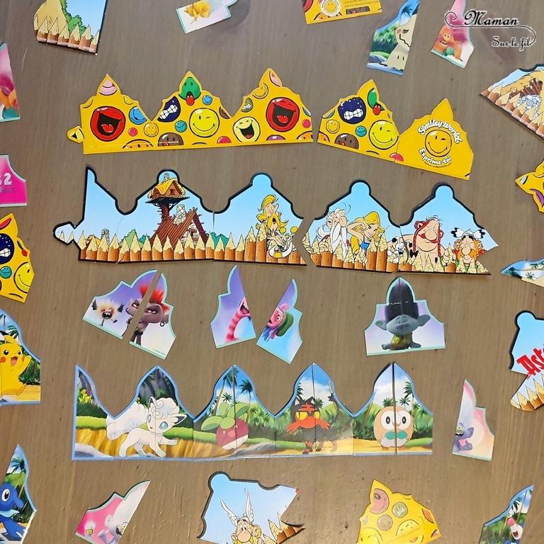 Activité créative et manuelle enfants -Fabriquer des puzzles DIY en récup' avec des couronnes Epiphanie - Galette et fête des rois - Découpage - Logique, mise en paire et discrimination visuelle - Différents niveaux - Coschooling et IEF - Atelier Maternelle Jeu Fait maison - Thème hiver ou Rois et Reines - Créativité - Cycle 1 ou 2 - mslf