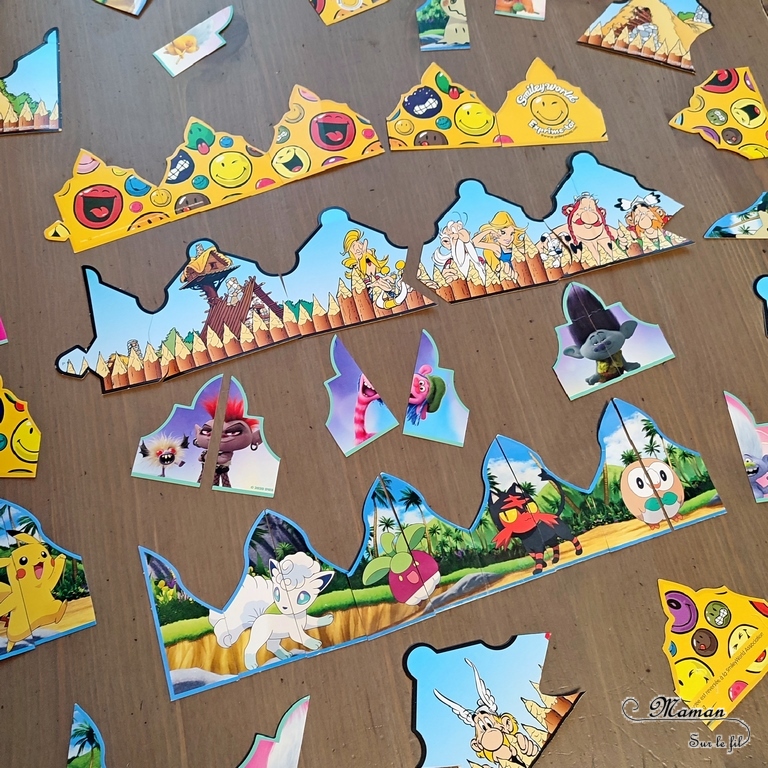 Activité créative et manuelle enfants -Fabriquer des puzzles DIY en récup' avec des couronnes Epiphanie - Galette et fête des rois - Découpage - Logique, mise en paire et discrimination visuelle - Différents niveaux - Coschooling et IEF - Atelier Maternelle Jeu Fait maison - Thème hiver ou Rois et Reines - Créativité - Cycle 1 ou 2 - mslf