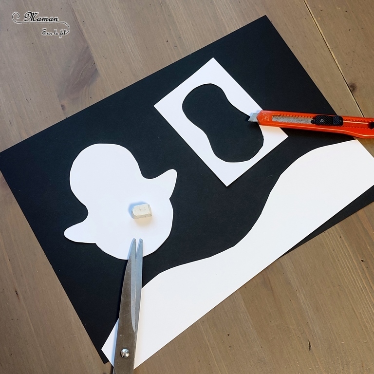 Activité créative et manuelle enfants -Créer des manchots ou pingouins au pastel étalé au doigt - Papier cartonné comme pochoir (extérieur et intérieur) - Sensoriel - Effet lumineux - Dessin et graphisme - Hiver, banquise, froid, neige, animaux du froid - Arts visuels Maternelle et élémentaire - Créativité - Cycle 1 ou 2 - mslf