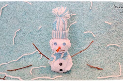 Activité créative et manuelle enfants -Fabriquer un bonhomme de neige avec des boules de papier froissé - Mini Bonnet et écharpe en laine - Bonnet en laine tissé sur rouleau papier toilette carton - Echarpe en bracelet brésilien - Bricolage 3D récup' - Brindilles, branches, boutons, collage -Hiver, banquise, froid, neige - Arts visuels Maternelle et élémentaire - Créativité - Cycle 1 ou 2 - mslf