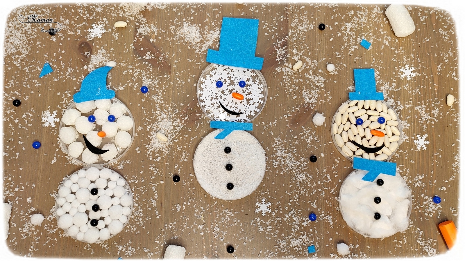 Bricolage Bonhomme De Neige Maternelle Bonhommes de neige sensoriels en récup' {Activité} - Maman Sur Le Fil